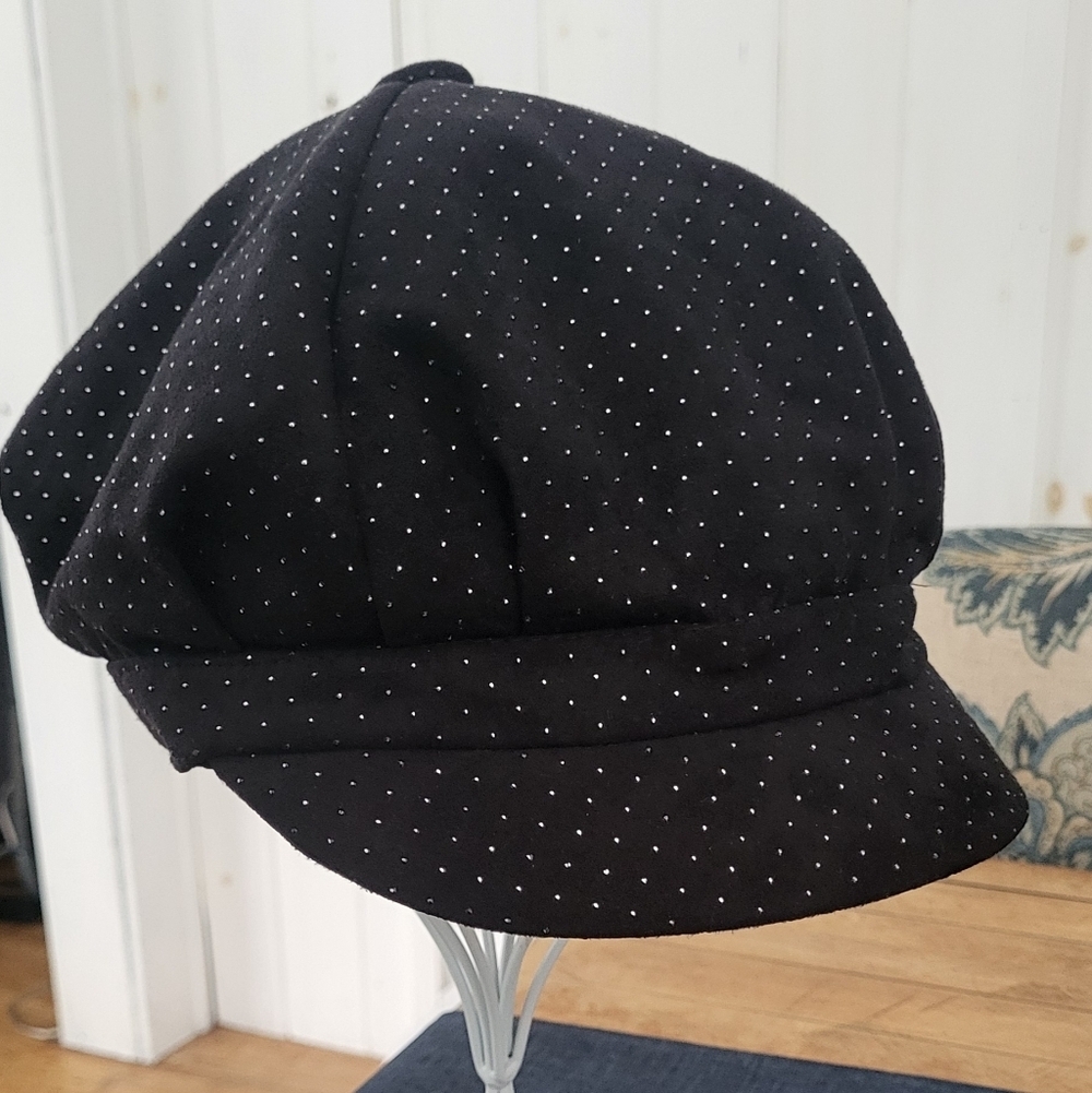 Y2K Faux Suede Rhinestone Embellished Newsboy Hat Cap